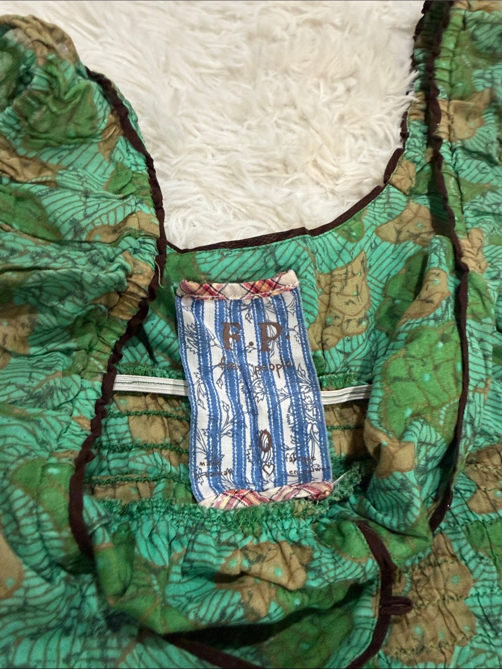 Free People Green and Tan Floral Print Tunic - Picture 2 of 3